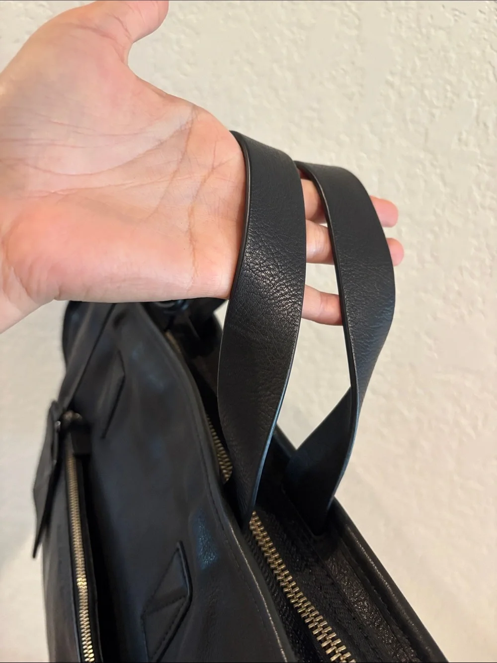 Marc by Marc Jacob’s Black Leather Briefcase Travel Bag with Luggage Tag